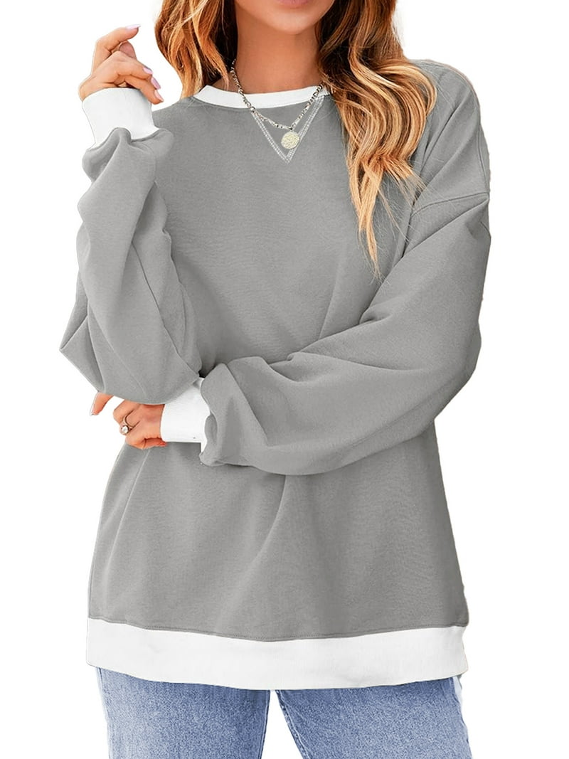 Fantaslook Color Block Sweatshirts for Women Crewneck Long