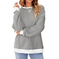 thumbnail image 4 of Fantaslook Color Block Sweatshirts for Women Crewneck Long Sleeve Oversized Pullover Tops Casual Fall Outfits, 4 of 10