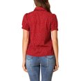 thumbnail image 4 of INSPIRE CHIC Valentine's Day Women's Retro Print Short Sleeve Bow Tie Peter Pan Collar Chiffon Blouse XL Red-Dots, 4 of 9