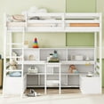 thumbnail image 4 of Euroco Modern Wood Twin Size Loft Bed with Desk and Drawers, Storage Shelf and Bench for Kids Teens, White, 4 of 6