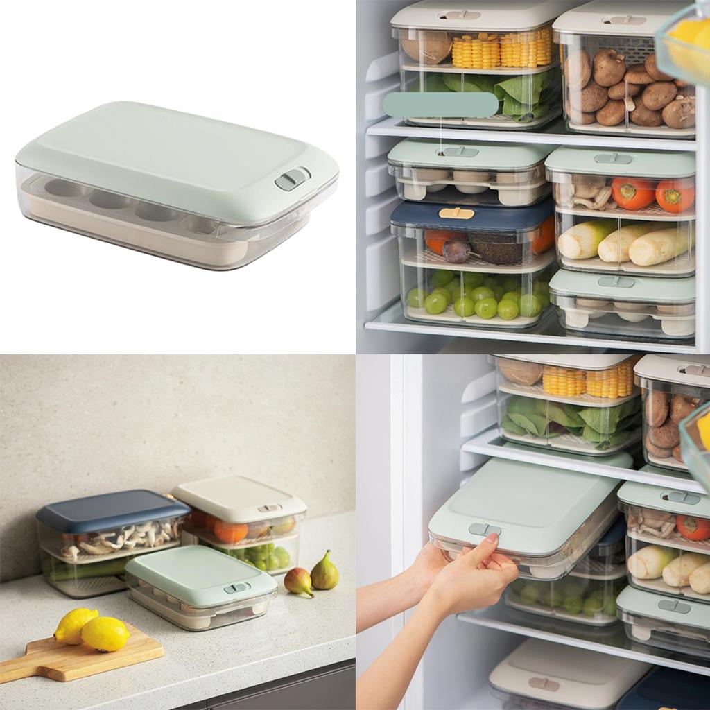Fiocias Loviver Fridge Storage Containers Produce Saver Stackable Refrigerator Organizer Green A