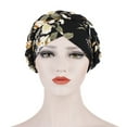 thumbnail image 3 of Herrnalise Women Floral Braid India Hat Muslim Ruffle Chemo Beanie Turban Wrap Cap, 3 of 3