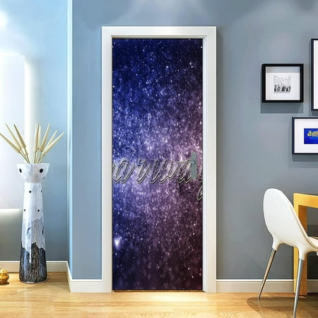 3D Door Mural Sticker Starry Sky Star Universe Galaxy Purple Royal Blue  Wrap Murals Wallpaper Stickers Removable Decals DIY Home Decor 77 x 200cm |  Walmart Canada