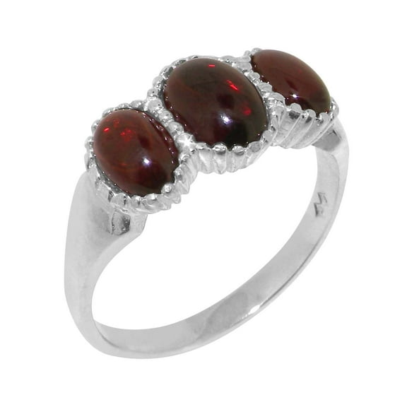 LBG British Made 925 Sterling Silver Natural Garnet Womens Anniversary Ring - 33 size options - Size 12