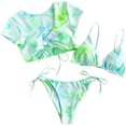 thumbnail image 1 of Women's Tie Dye Cinched String Triangle Bikini Set Low Waisted Swimsuit, 1 of 6