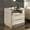 Cream & Gray, variant on VanAcc 23.6" Nightstand High Gloss End Table with Glass Tabletop, Modern Bedside Table with Charging Station, 2 Drawers for Bedroom, Cream & Gray