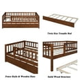 thumbnail image 5 of Bellemave Twin Daybed Frame with Trundle Bed Twin Wood Platform Bed with Fence Guardrails for Teens, No Box Spring Needed, Twin Size, Walnut Brown, 5 of 10