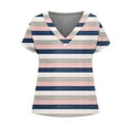 thumbnail image 6 of Women's Summer T-Shirts Fashion Color Block Striped Print Shirts Large Size Loose V-neck Blouses Short Sleeve TShirt Pullover Top, 6 of 6