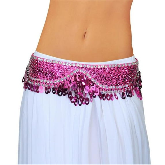 Beaded Belt with Paillettes, Fuchsia - Large & Extra Large