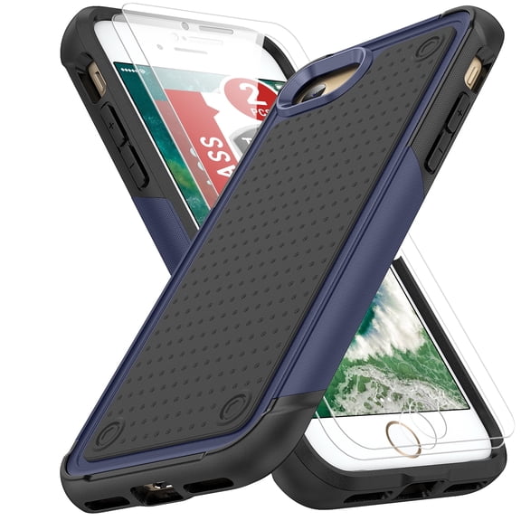 LeYi for iPhone 7/8 Plus Case, [with 2 pcs Tempered Glass Screen Protector] Cover for iPhone 7/8 Plus 5.5" - Blue