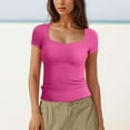 thumbnail image 2 of Women's Square Neck Double-Layer Tank Tops Basic Tight T Shirts, 2 of 7