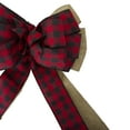 thumbnail image 3 of Northlight 48" x 10" Burlap and Buffalo Plaid 16 Loop Christmas Bow Decoration, 3 of 5