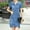 Light Blue, variant on Idoravan Summer Dresses for Women Clearance Women's Dress Fashion Short Sleeve Slim V-neck Distressed Dress Denim Dress