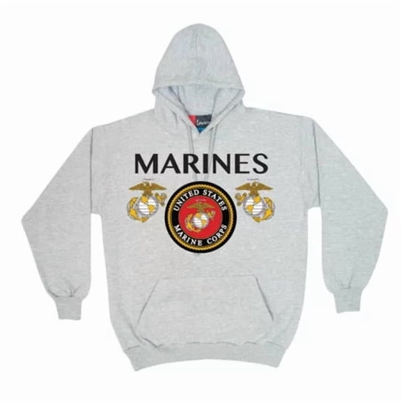 Marines Seal PulloverHooded Grey  Large