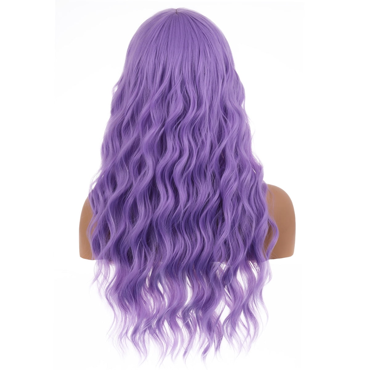 RightOn 23" Purple Wig Long Curly Purple Wig with Bangs Purple Wig for Women Girls Lavender Purple Wigs Synthetic Wig with Wig Cap