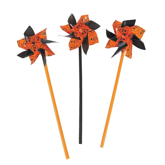 Fun Express Orange & Black Halloween Pinwheels Party Favors, 36 Pieces