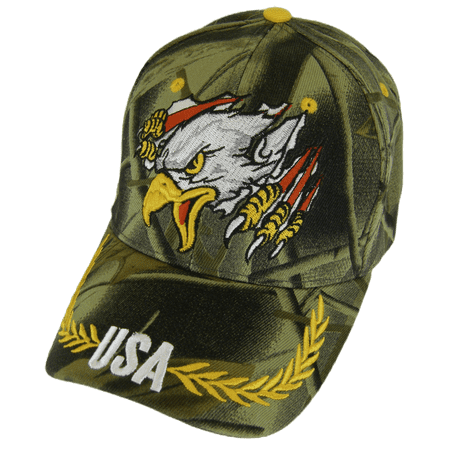 USA Men s Patriotic Screaming Eagle Adjustable Baseball Cap (Hunting Camo)