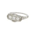 thumbnail image 2 of Art Deco Three Stone Diamond Engagement Wedding Ring, Petite Diamond Ring, Openwork Filigree Ring, Antique Milgrain Ring, 1.6 Ct Simulated Diamond, 925 Sterling Silver, Women's Promise Ring, 2 of 4