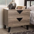 thumbnail image 2 of Baxton Studio W-602A Swanson Table de Nuit Moderne et Contemporaine en Bois Brun Clair à 2 Tiroirs, 2 of 7