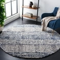 thumbnail image 2 of SAFAVIEH Jericho Rowan Striped Polyester Shag Area Rug, Navy/Ivory, 6'7" x 6'7" Round, 2 of 8