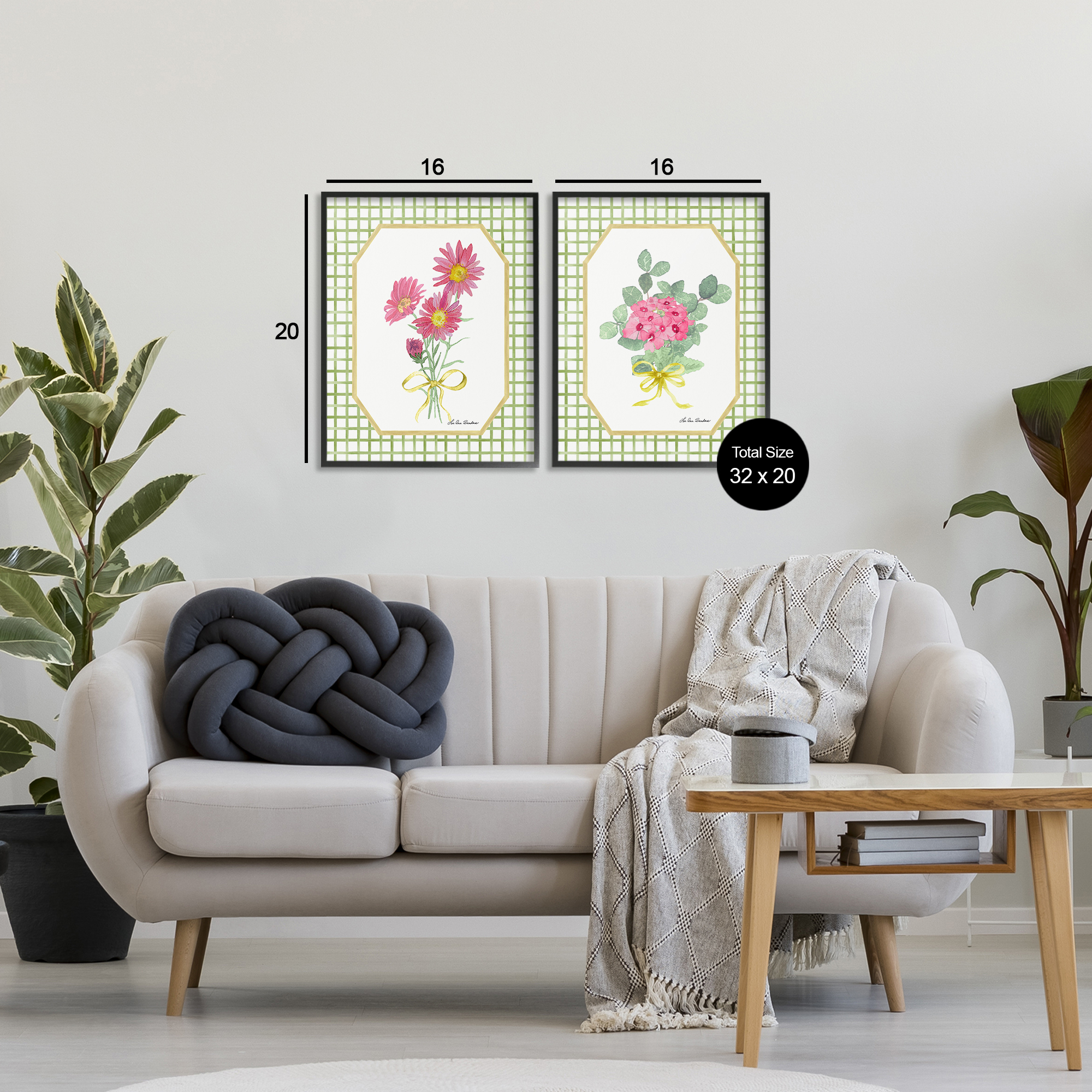 Cottage Botanical Story 2 Piece Black Framed Giclee Art Set, design by Lee Ann Sanders