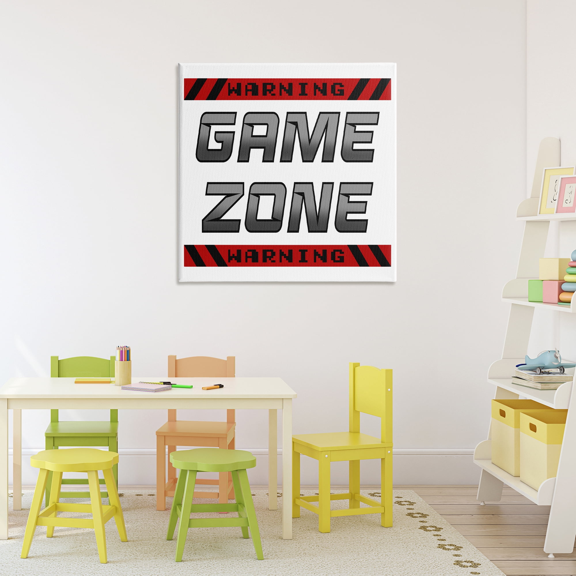 Stupell Industries Game Zone Warning Canvas Wall Art, design by Marcus Prime