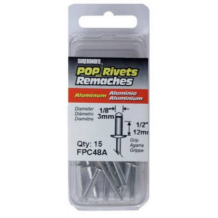

Surebonder 15 Pack Long Aluminum Rivet 1/8 Diameter Grip Range: Each