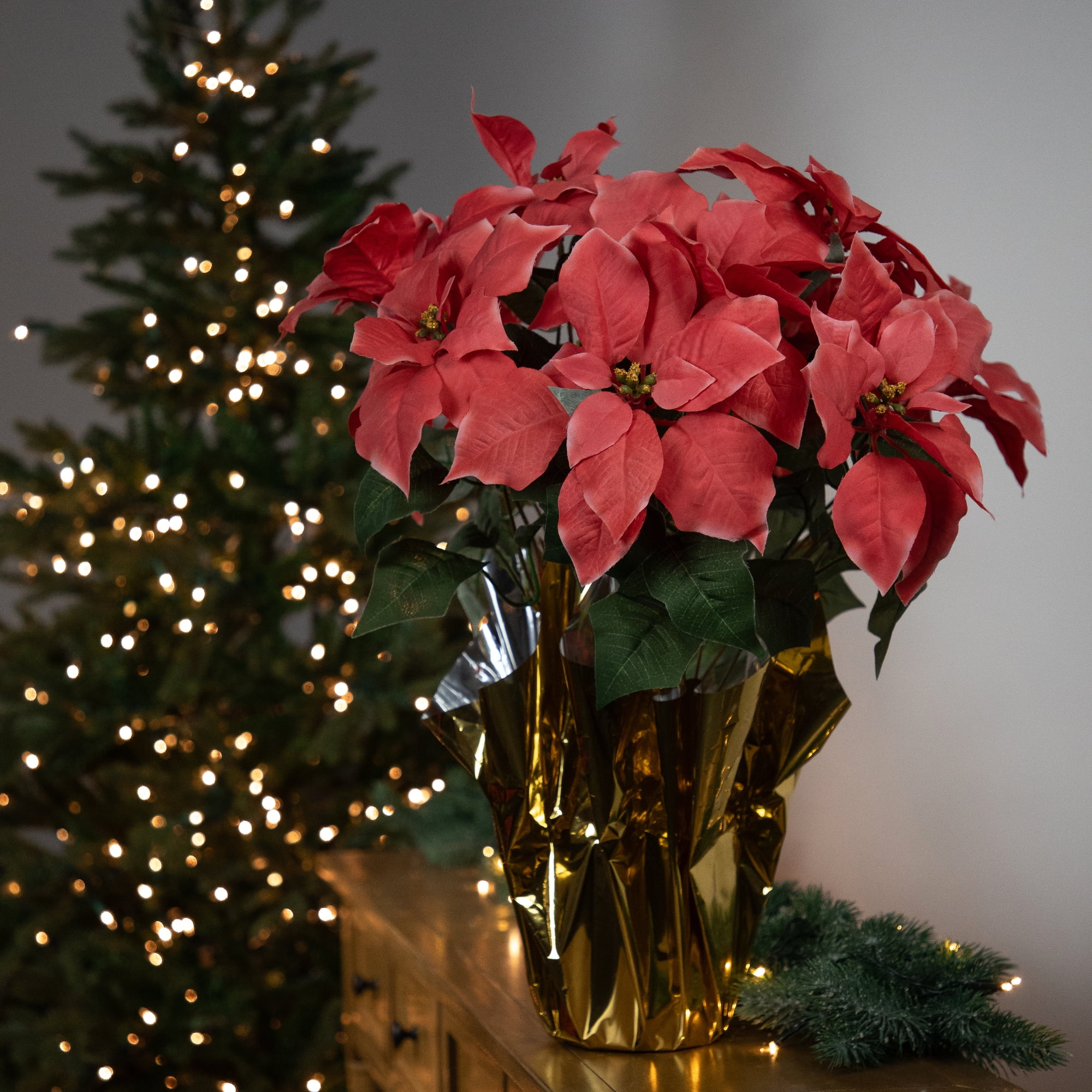 Northlight Artificial Christmas Poinsettia with Wrapped Base - 20" - Pink