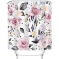 thumbnail image 3 of Aesthetic Pink Floral Shower Curtain Sets, Colorful Watercolor Flowers and Leaves Seamless Pattern Bathroom Decoration with Hooks 72"W x 72"L (Pack of 1), 3 of 4