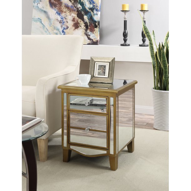 Convenience Concepts Gold Coast Park Lane Mirrored End Table, Multiple Finishes