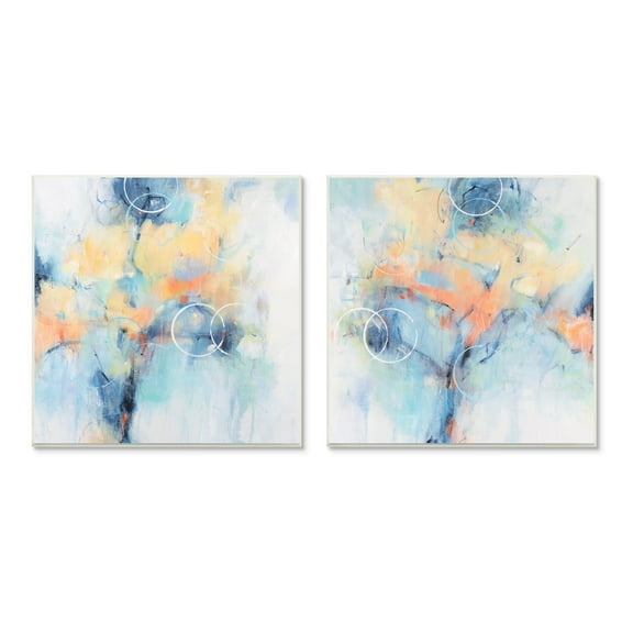 Stupell Industries Abstract Flower Blossoms Layered Circle Shapes Pattern Painting Unframed Art Print Wall Art, Set of 2, Design by Tim OToole