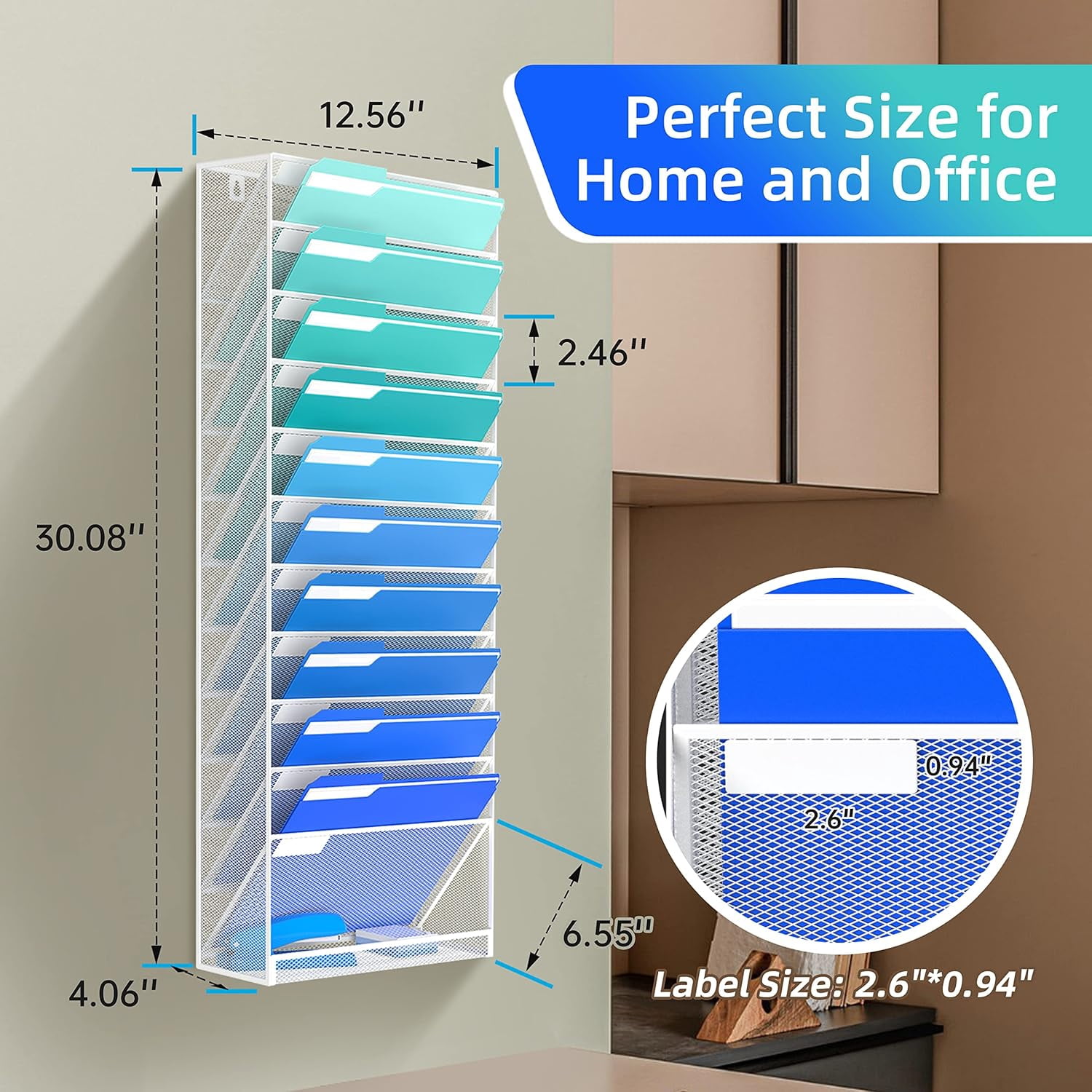INTIGE Hanging File Organizer Wall File Holder, Wall Organizer for Papers, Folders, Magazines, Office Organization