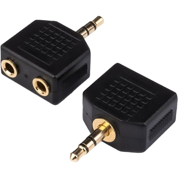 2-Pack 3.5mm Headphone Y Splitter, Gold Plated 1/8 inch Male to Dual Female Stereo Jack Adapter Compatible with Media Players & Audio Devices