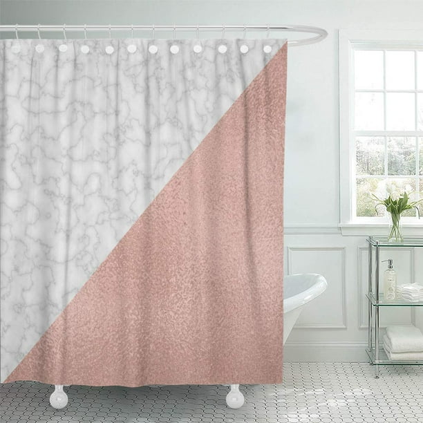 SUTTOM Elegant Rose Gold Marble Chic Glamorous Marbled Shower Curtain