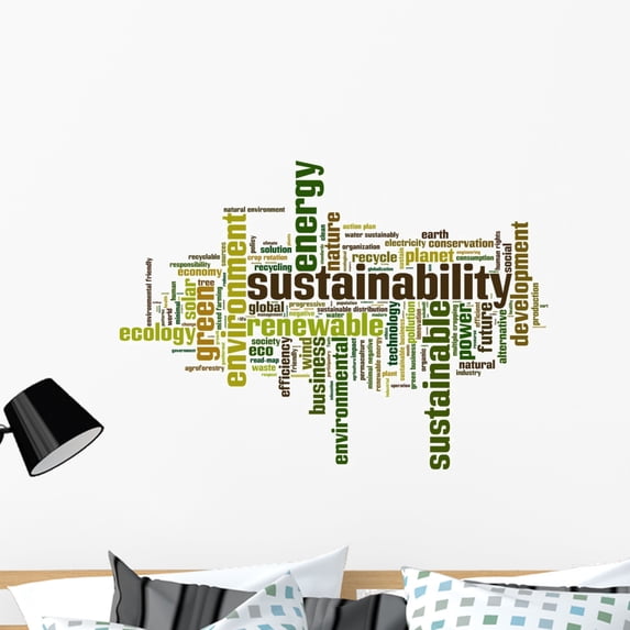 Sustainability Word Cloud Concept Wall Mural by Wallmonkeys Peel and Stick Graphic (36 in W x 26 in H) WM80141