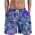 thumbnail image 2 of Puntoco Pantalones Cortos Con Estampado Hawaiano Para Hombre, Pantalones Cortos Con Bolsillo Y Cordón, Color S, 2 of 5