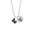 thumbnail image 2 of Delight Jewelry Silvertone Red and Blue Texas Silvertone Script Initial Disc - N - Charm Necklace, 20"+3", 2 of 4