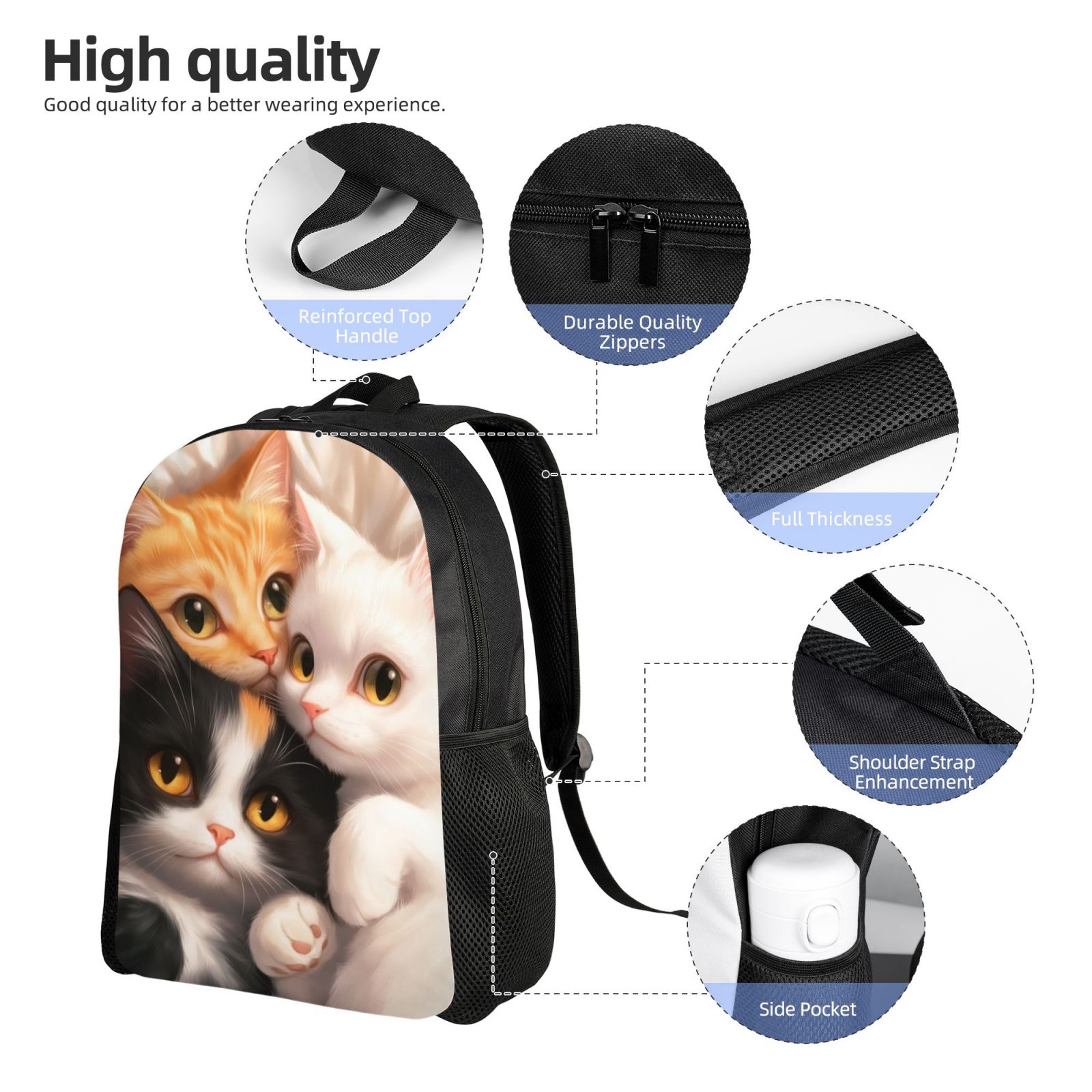 Cat Backpack Double Shoulder Backpack Durable, Spacious, Ergonomic Design for Travel, Work & Outdoor Use