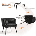 thumbnail image 6 of Renwick Modern Button Tufted Faux Leather Barrel Accent Chair,Black, 6 of 9