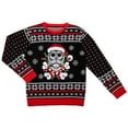 thumbnail image 2 of Skull Santa Claus Bones Lights and Snowflakes Knitted Ugly Christmas Sweater Multicolor, 2 of 7