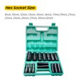 thumbnail image 2 of 1/2Inch Drive Hex Impact Socket Set 15-Piece Deep Socket Metric Sizes 8-32mm Carbon Steel with Storage Box, 2 of 7