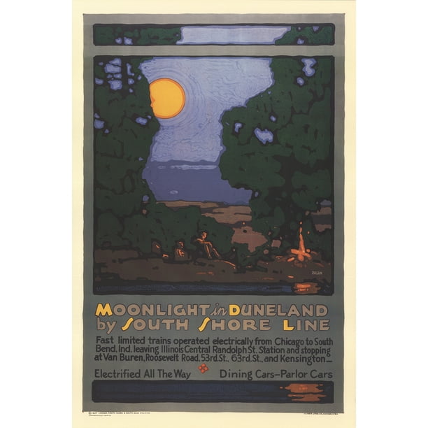 LESLIE RAGAN Moonlight in Duneland 36" x 24" Poster 1998 Realism