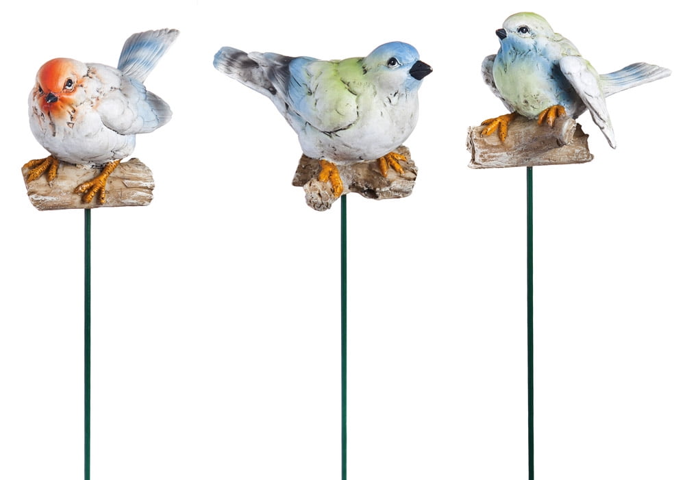 Fluttered Friends Bird Decorative Garden Stakes - Set of 3 - Walmart.com