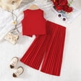 thumbnail image 4 of AINIYS Girls Sleeveless Square Neck Pullover Flowy Elegant Two Piece Top And Maxi Skirt Set For Special Occasion Beach Holiday Red 7-8Years, 4 of 9