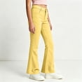thumbnail image 6 of DJDLJWCJ Teen Girls School Uniform Pants Wide Leg Solid Color Flare Pants Stretch Soft Pull On Casual Pants Yellow Size 9, 6 of 8