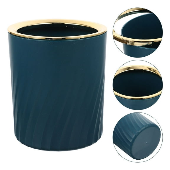 WRITWAA Small Dark Green Office Trash Bin with Lid, Convenient Decorative Wastebasket for Storage and Organization