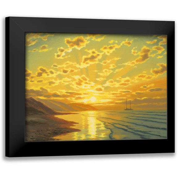 Adamov, Alexey 18x15 Black Modern Framed Museum Art Print Titled - Sunset over the Mountains by the Sea