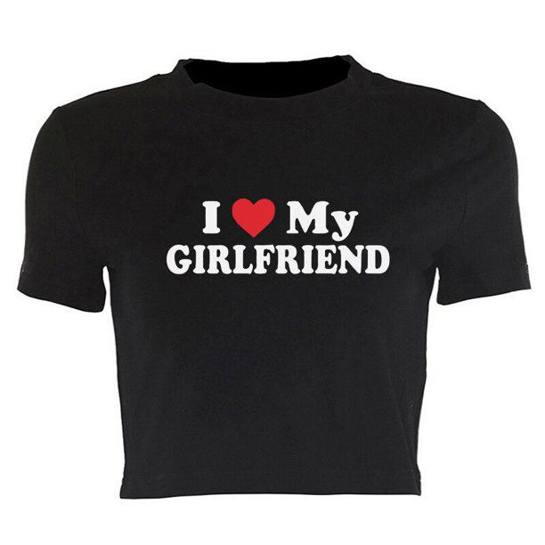 Camiseta con estampado de Harajuku "I love to make boy" para mujer, tops cortos ajustados de manga corta, ropa de calle kawaii y2k, tops recortados