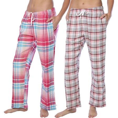 

Women s Pajama Pants-Plaid Lounge Pants Cotton Blend Pajama Bottoms with Pockets-Comfy PJ s - 2 Pack
