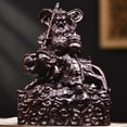 thumbnail image 3 of Ebony solid wood carving of Zhao Gongming, the God of Wealth riding a tiger, a decorative craft for the living room or entryway., 3 of 4